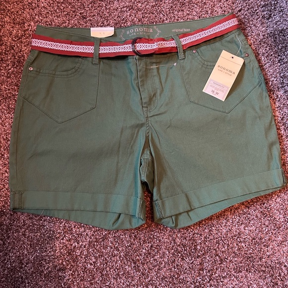 Sonoma Pants - Sonoma Women's Olive Green Cargo Shorts with Belt